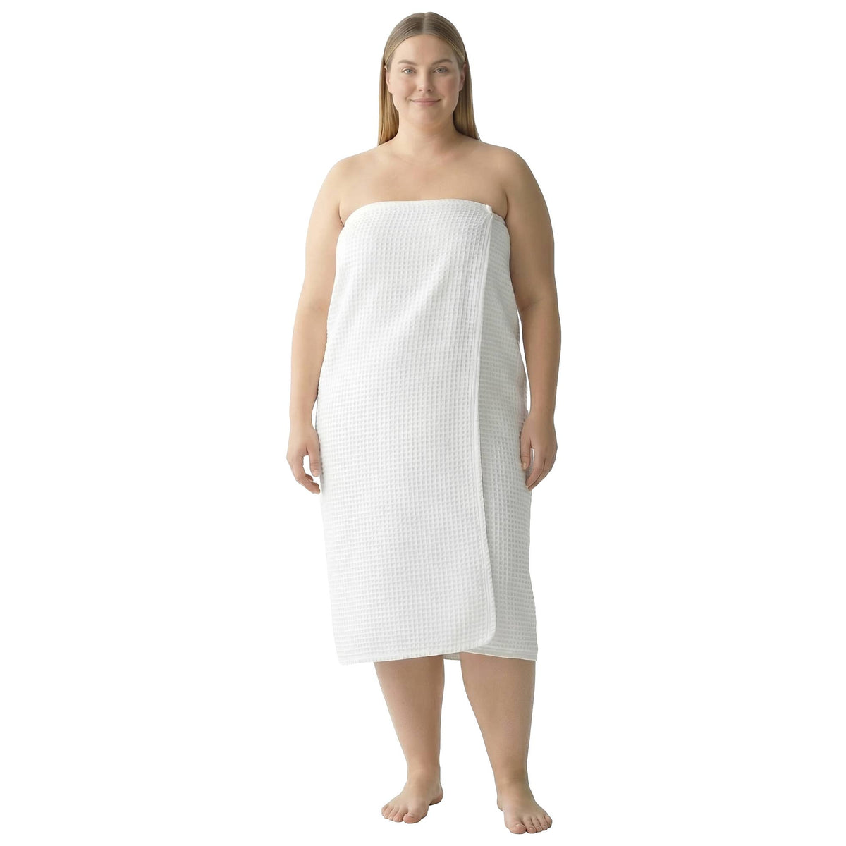 Women's Puffy Waffle Spa Wrap (XL-3XL) - Snap Closure