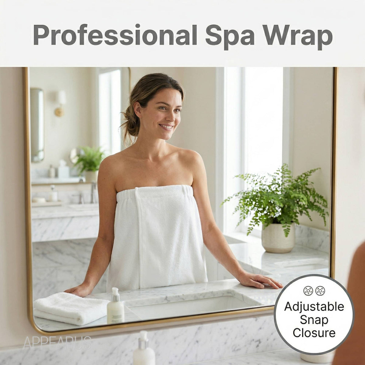 Plush Microfiber Spa Wrap, Snap Closure, One Size (S-L)