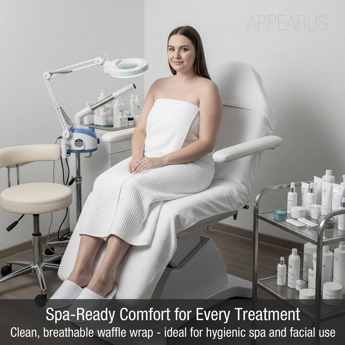 Women's Puffy Waffle Spa Wrap (XL-3XL) - Snap Closure